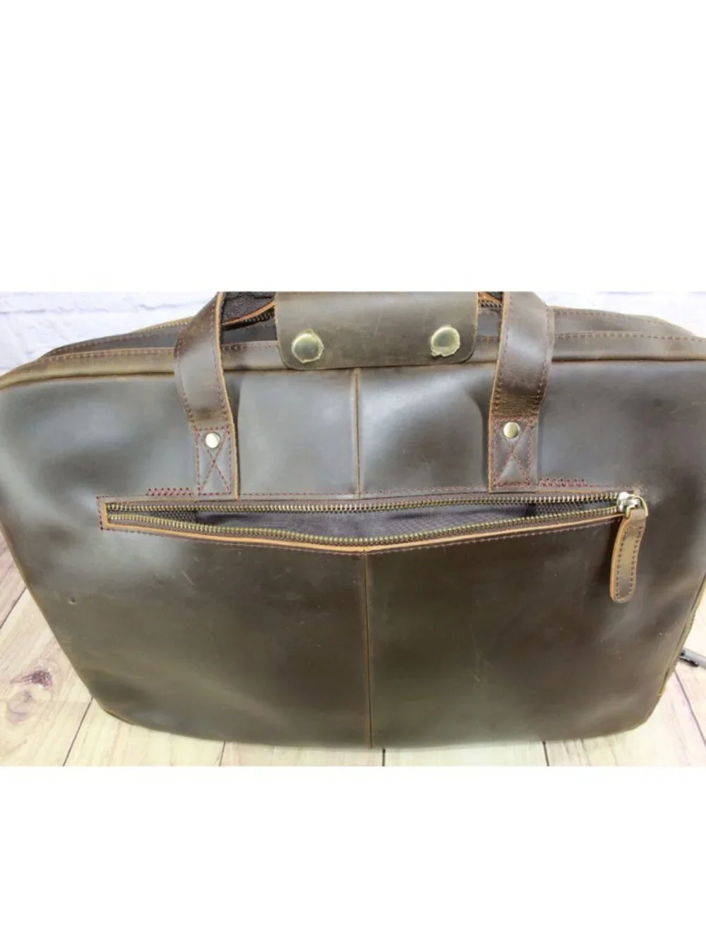 Men's Brown Leather Laptop Briefcase Messenger Bag Work Travel 18 x 12 x 3.5